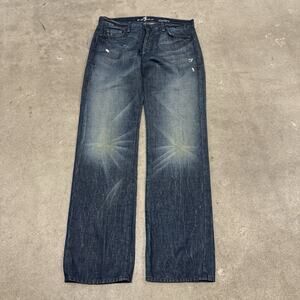 VINTAGE Y2K SEVEN FOR ALL MANKIND STANDARD GRUNGE FADED STRAIGHT LEG JEANS 34x34